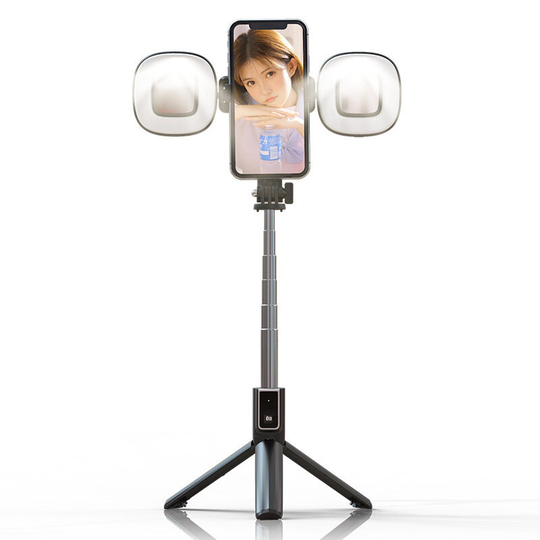 Bakeey P40S-F Trådlös Bluetooth Selfie Stick Hopfällbar Mini Stativ Med Dubbel LED Fyllning Ljus Broadcast Shutter Fjärr