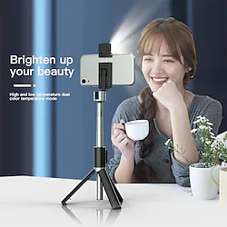 Bluetooth Selfie Stick Tripod, Extendable 3 in 1 Aluminum Selfie Stick with Wireless Remote and Tripod Stand 270 Rotation for iPhone 13/12/11 Pro/XS Max/XS/XR/X/8/7, Samsung and Smartphone Lightinthebox
