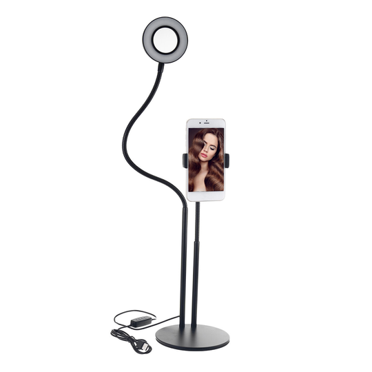 BX-02 Universal Selfie Ring Ljus Flexibel Skrivbordslampa LED Fyll Skönhetsljus 11 Ljusstyrka 3 Färg Dimbar för Live Str