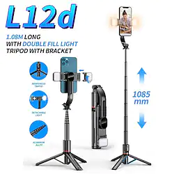 Portable 43 Inch Aluminum Alloy Selfie Stick Phone Tripod with Double Fill Light Wireless Remote Shutter Compatible with iPhone 14 13 12 11 pro Xs Max Xr X 8 7 6 Plus, Android Samsung Smartphone Lightinthebox
