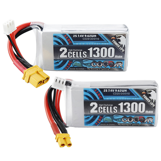 CODDAR 7.4V 1300mAh 2S 110C Lipo Batteri XT30 / XT60 Plug Valfritt för RC Drone