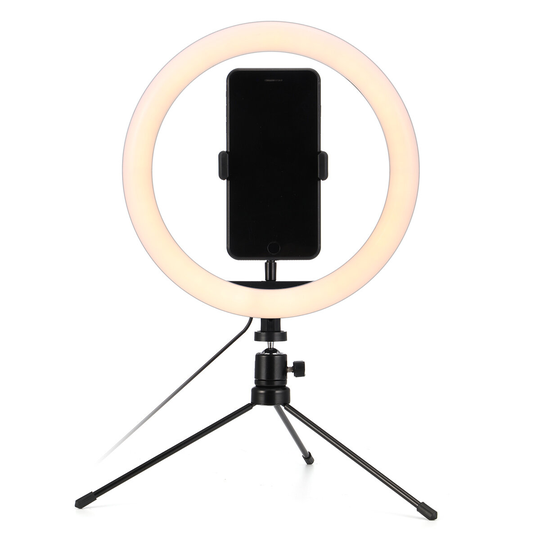 MOHOO 10 tum 3 färglägen 10 ljusstyrkanivåer USB-videoljus med 360 graders rotation Huvudstativ för Tik Tok Youtube Live