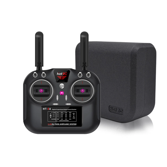 HOTRC HT-8A 2,4GHz 8CH FHSS Fjärrkontroll Support SBUS Mode 2 RC Radiosändare med Box för FPV Racer Drone RC Flygplanshe
