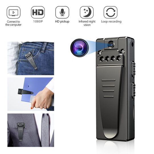 HD 1080P Mini Bärbar kamera Videoinspelare Action DVR Kamera Kroppsmonitor Detektion Night Vision Micro Cam Inspelningsk