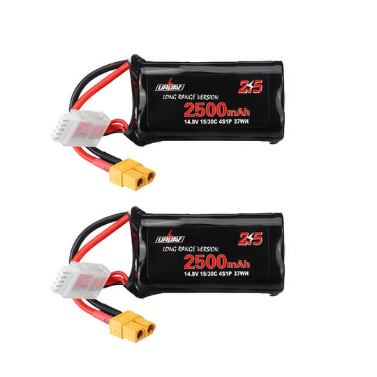 2st URUAV VTC5 14,8V 2500mAh 15/30C 4S Long Range Li-ion Batteri XT60 Plugg för FPV Racing Drone