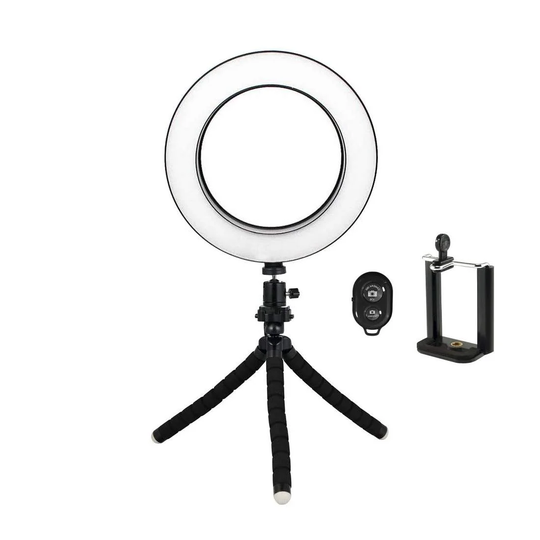 Selfie-valo/Rengasvalo (16 cm) muovattavalla jalustalla