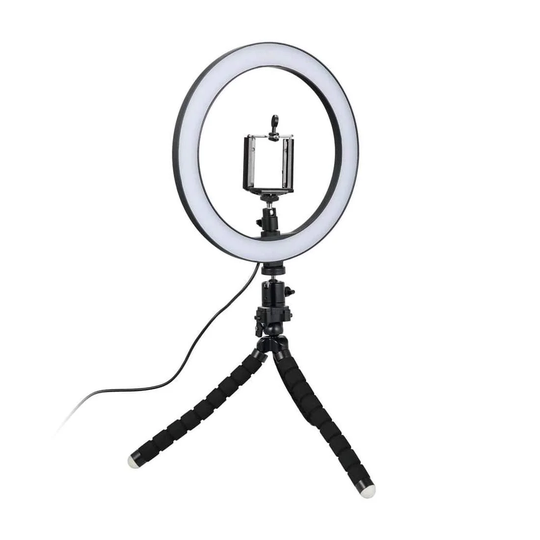 Selfie-valo/Rengasvalo (26 cm) muovattavalla jalustalla
