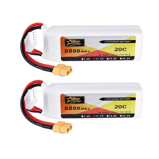 2st ZOP Power 11.1V 2200mAh 3S 20C Lipo Batteri XT60 Plug för Eachine Wizard X220 FPV Racing RC Drone