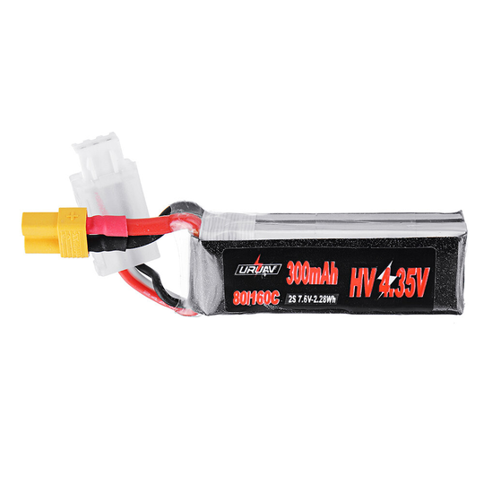 URUAV 7.6V 300mAh 80C / 160C 2S HV 4.35V Lipo Batteri XT30 Plug för EMAX Tinyhawk II inomhus FPV Racing Drone