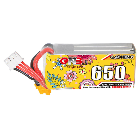 Gaoneng GNB 11,4V 650mAh 120C 3S HV LiPo batteri JST/XT30/XT60 Plugg för 2-2,5 tums FPV Racing Drone