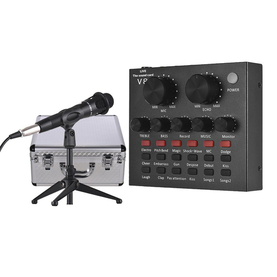 USB-ljudkortmikrofon med tripod-ljudkabelhörlurar för direktutsändning för Tik Tok YY Karaoke-sång