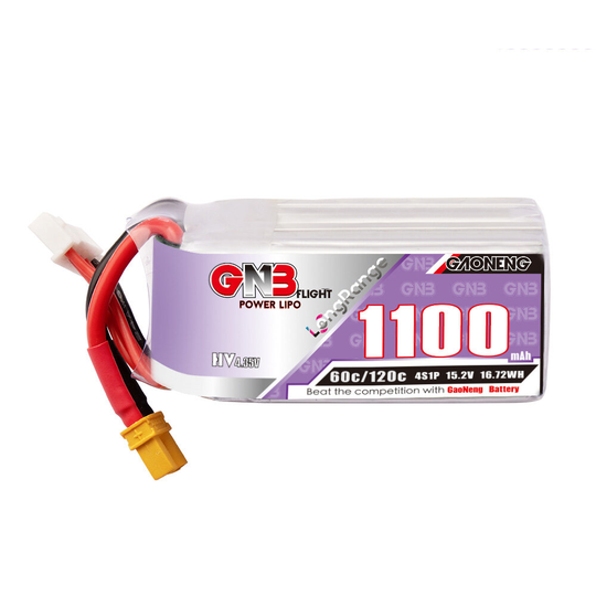 Gaoneng GNB 15.2V 1100mAh 60C 4S LiPo-batteri XT30 / XT60-kontakt för FPV Racing Drone