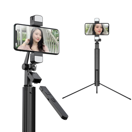 Bakeey K30 Vikbar handhållen stabiliserare med dubbla fyllningar, bluetooth Selfie -stativ med slutare
