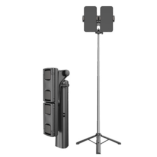 Bakeey 360° roterande stativställ Selfie Stick bluetooth-kontroll Teleskopisk roterbar dubbelhållare Chip Bärbart stativ