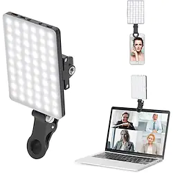60 LED High Power Rechargeable Clip Fill Video Light with Front Back Clip Adjusted 3 Light Modes for Phone iPhone Android iPad Laptop for Makeup Selfie Vlog Video Conference Lightinthebox