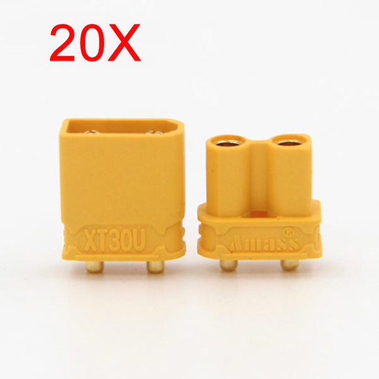 20X Amass XT30UPB XT30 UPB-plugg 2mm hankönskontaktkontaktdon för pluggar för RC Drone-flygbatteri