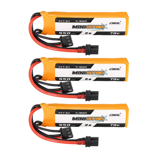 3 STK CNHL MINISTAR HV 7.6V 550mAh 70C 2S LiPo-batteri med XT30U plugg för FPV Racing Drone