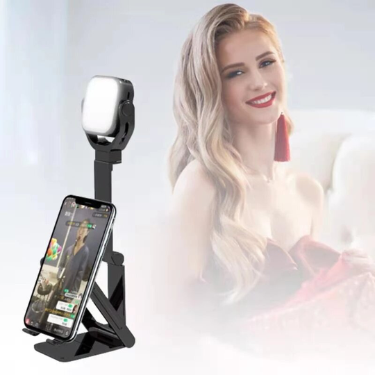 Ulanzi multifunktionellt fällbart stativ telefonhållare live-sändning kort videofyllbelysning 5W mini LED-videoljus för