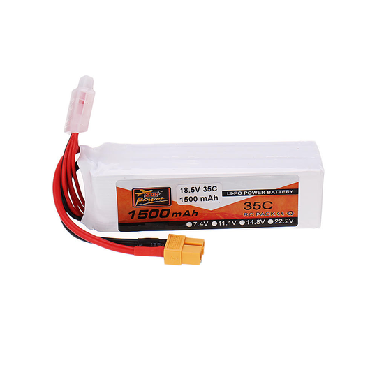 ZOP Power 18,5V 1500mAh 35C 5S Lipo Battery XT60-kontakt för FPV RC Drone