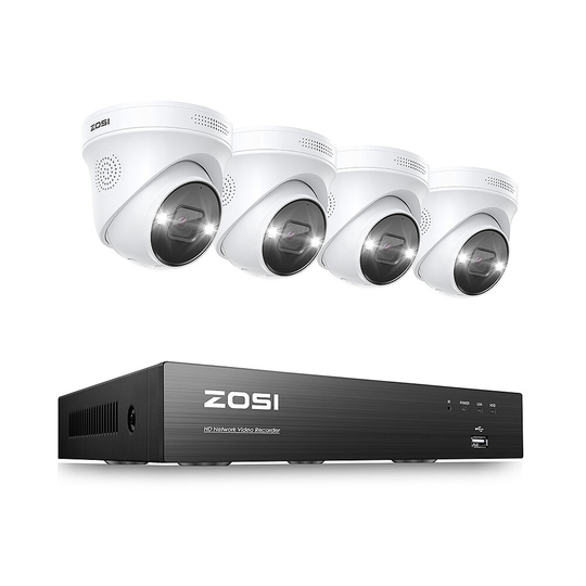 ZOSI 8CH 4K PoE Videokamera utomhus Tvåvägsljud Night Vision AI Rörelsesensor Larm IP Cam Hemsäkerhetskamera Set Kit