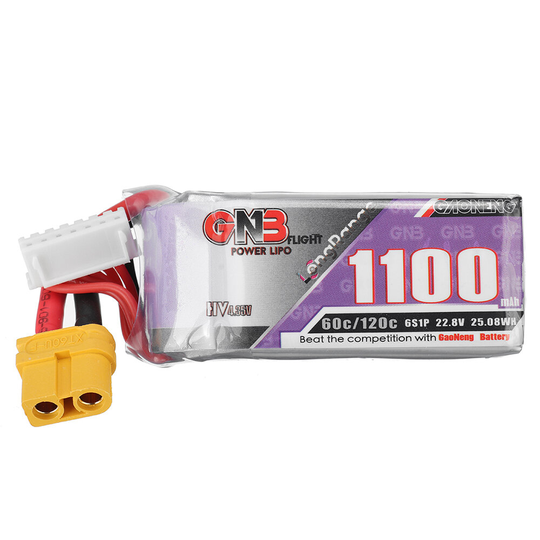 Gaoneng GNB 22.8V 1100mAh 60C 6S LiPo -batteri XT30/XT60 Plug för FPV Racing Drone