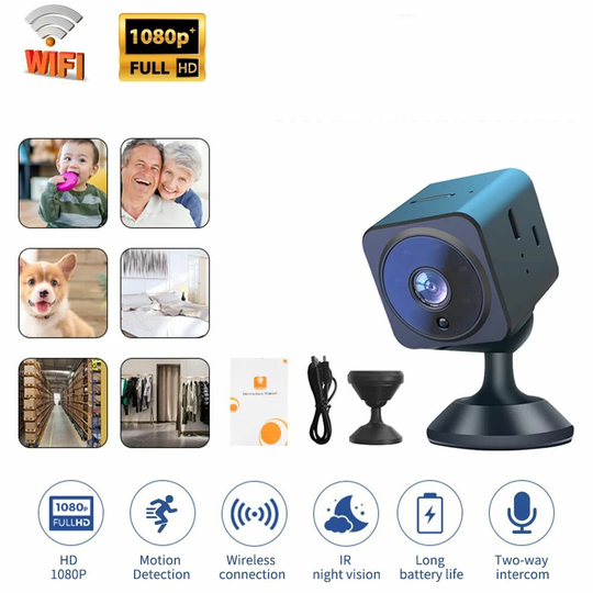 Mini AS02 Kamera Infraröd Night Vision Videokamera Hemsäkerhetsövervakning Trådlös WiFi-kamera Ny liten fyrkantig kamera