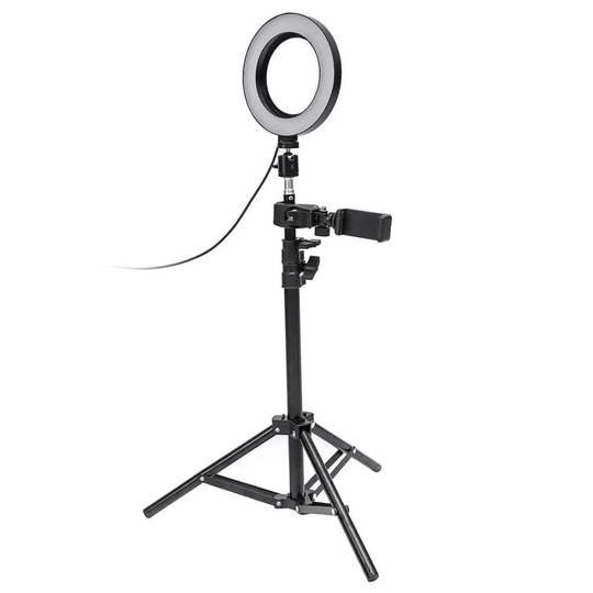 Selfie lamppu / Ring light (17 cm) ja jalusta