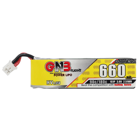 Gaoneng GNB 3.8V 660mAh 90C 1S LiPo -batteri PH2.0 Plug för FPV Racing Drone