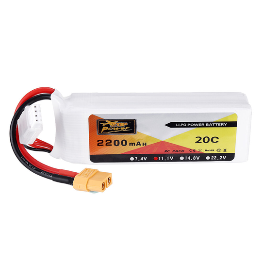 ZOP Power 11.1V 2200mAh 3S 20C Lipo Batteri XT60 Plug för Eachine Wizard X220 FPV Racing RC Drone