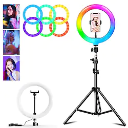 Selfie Ring Light RGB Fill LED RingLight Selfie Lamp Photography Lighting With Mobile Holder Tripod Stand For Video Youtube Live Lightinthebox
