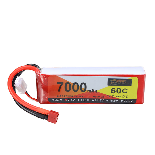 ZOP Power 7.4V 7000mAh 60C 2S LiPo Batteri T Deans Plug for RC Drone