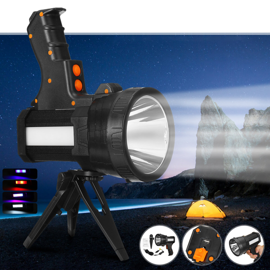 L2 Stark LED Spotlight med stativ USB Uppladdningsbar Kraftfull Söklykta Bärbart handtag Ficklampa För Camping Jakt Fisk