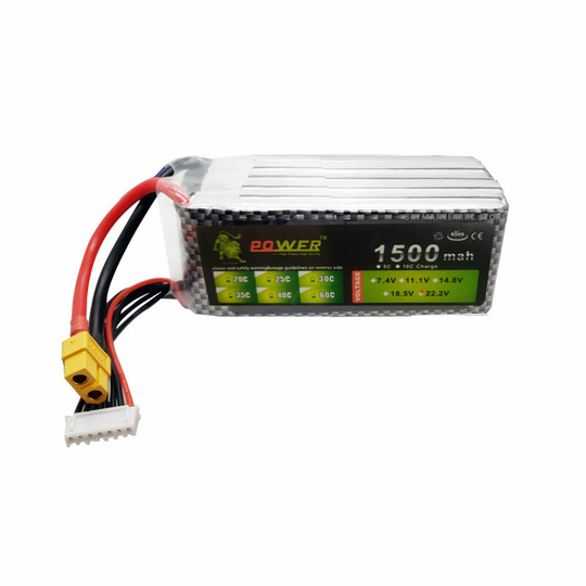 LION Power 22.2V 1500mAh 40C 6S Lipo Battery XT60 Plugg för FPV Racing Drone