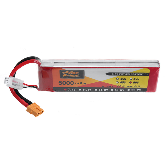 ZOP Power 7.4V 5000mAh 80C 2S LiPo Batteri XT60 Plugg för RC Racing Drone
