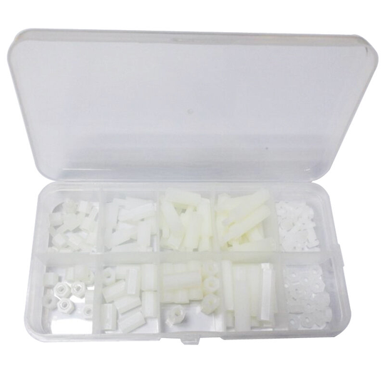 120 STK Vit Nylon M3 Plastskruvmutteruppsättning för DIY RC Drone