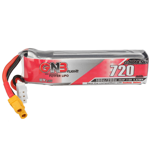 Gaoneng GNB 7.6V 720mAh 100C 2S LiPo -batteri XT30 Plug för FPV Racing Drone