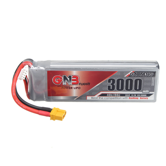 Gaoneng GNB 11.1V 3000mAh 40C 3S LiPo Batteri XT60 / XT90/T Plug för FPV Racing Drone
