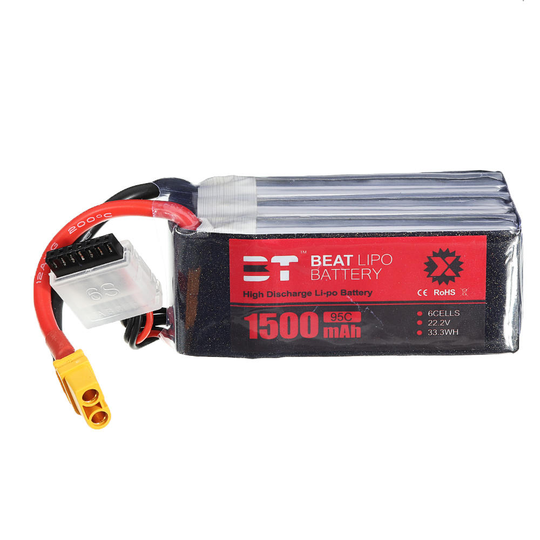 BT 22.2V 1500mAh 95C 6S Lipo Battery XT60-kontakt för RC Racing Drone