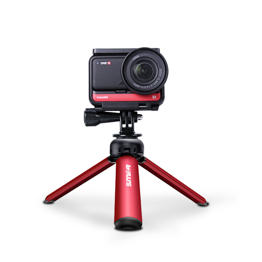 Sunnylife Mini Desktop Tripod Aluminium 13cm / 17cm Röd / Titanfäste för GoPro 9 OM4-kamera