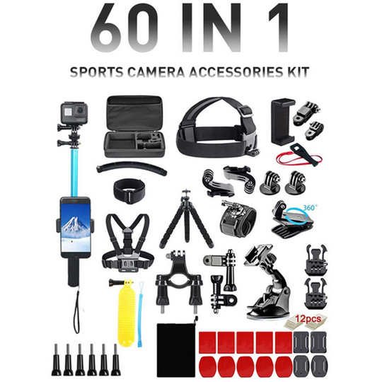 60 i 1 Actionkameratillbehör Kombinationsboxfäste Stativ för GoPro DJI Insta360 Kameror utomhus