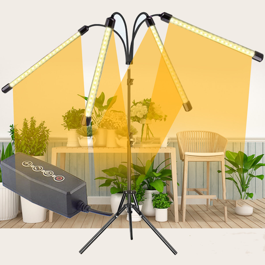 Fjärrkontroll 4 huvuden LED Grow Light Plant växande lampor med stativ för inomhusväxter