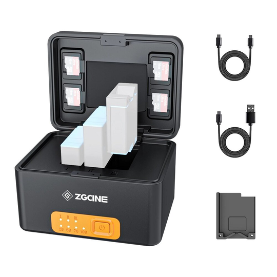 ZGCINE ZG-G10 Laddningsbox Fodral Laddare för Gopro Hero 10 9 8 7 6 5 Actionkamera PD Snabbladdning Inbyggd 10400mAh bat