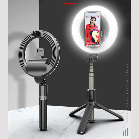 Bakeey L07 bluetooth Selfie-ring Filljus Trådlös kontroll Dimmbar kameratelefon Ringlampa med stativstativ för Makeup Vi