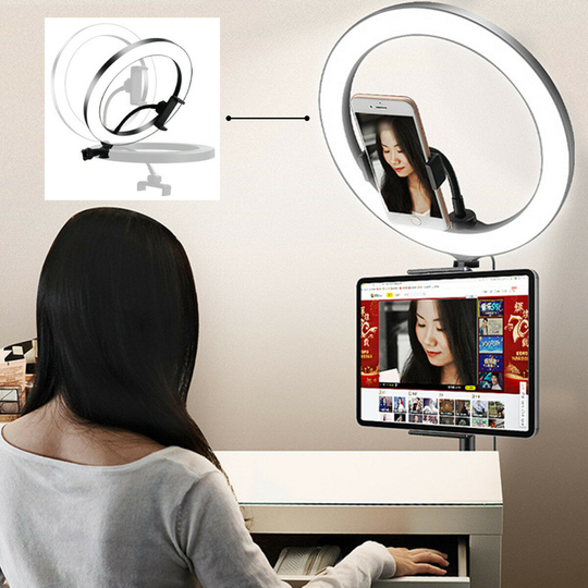 LED Fill Ring Light Kit dimbar 3200K-5500K med telefonhållare Tripod fjärrkontroll för fotografering Video Makeup