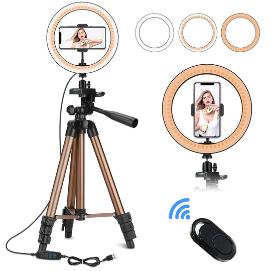 Kontrollerbar 6 tum 10 tum LED Selfie Ring Light + Stativ Stativ + Telefonhållare Fotografi YouTube Video Makeup Live St