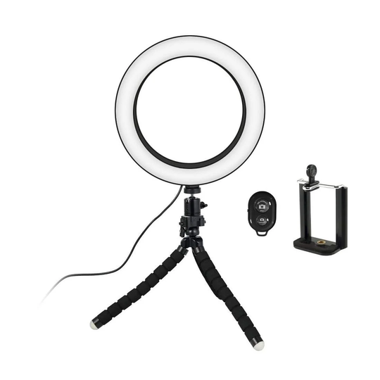 Selfie-valo/Rengasvalo (20 cm) säädettävällä jalustalla