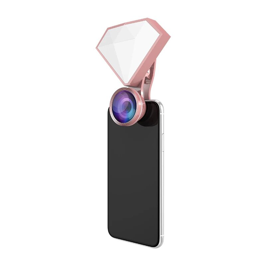 RK30 Mini LED Selfie Flash ljus med kameralins Fisheye / makro / vidvinkelobjektiv 4600K mobiltelefon fylla ljus varmt +
