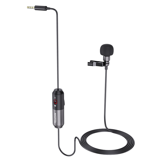 TELESIN mikrofon 5,5 m Clip-on Lavalier Mini Audio 3,5 mm krage kondensatormikrofon för inspelning för Canon iPH0NE DSLR