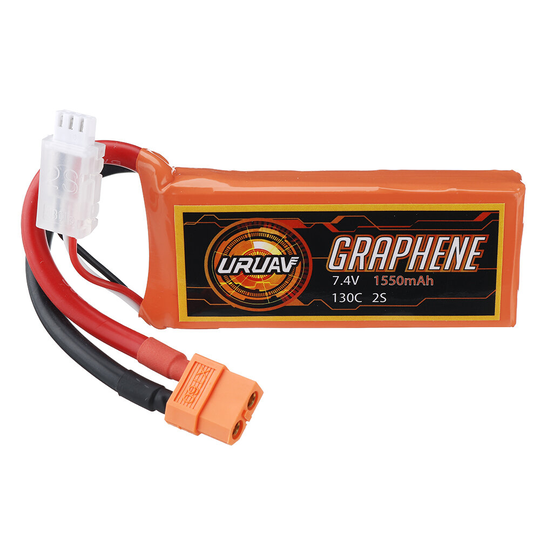 URUAV GRAPHENE 2S 7.4V 1550mAh 100C Lipo Battery XT60-kontakt för FPV RC Racing Drone