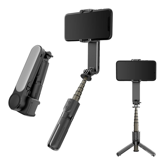 Trådlös bluetooth Handhållen Gimbal Stabilizer Selfie Stick 3 lägen 9 Ljusstyrka